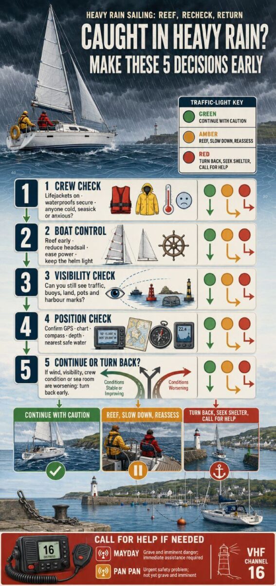 How to Sail in Heavy Rain and Rough Weather infographic