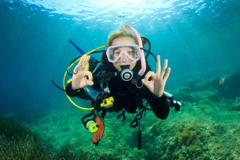 Scuba diver giving the OK hand signal.